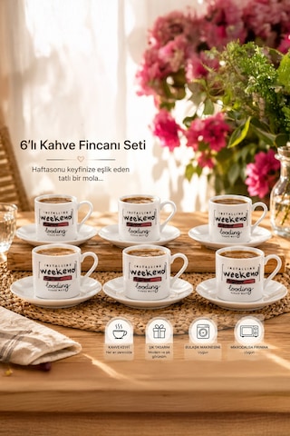 Porsima 09 Porselen 12 Parça Türk Kahve Fincan Takımı 90ml