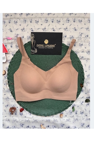Intive Pureform Balensiz Dikişsiz Kopçasız Dokulu Seamless Bralet Koyu Bej