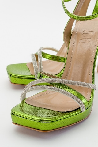 Luvishoes Osea Yeşil Desenli Kadın Topuklu Ayakkabı