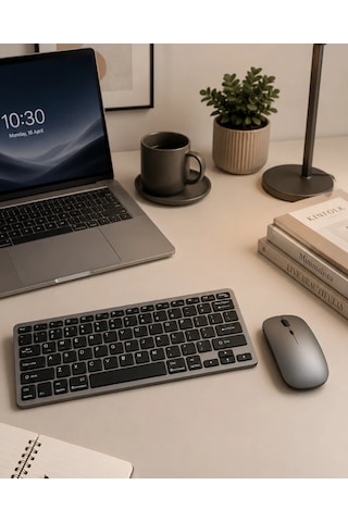 Bluetooth Ve 2.4g Destekli Kablosuz Klavye Mouse Seti Şarj Edilebilir