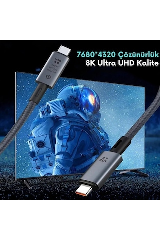 Coofbe 1mt Usb 4.0 240w Type-c Şarj Kablosu 40gbps Veri Aktarım Type-c 8k 60hz Görüntü Aktarım Kablosu 1 Adet