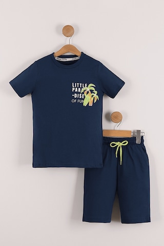 Erkek Çocuk Little Paradise Ön Ve Arka Baskılı Tişört Şort 2'li Takım 001