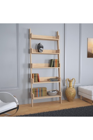 Pasifichome Only Raflı Açık Meşe Merdiven Kitaplık / Duvara Monte Kitaplık