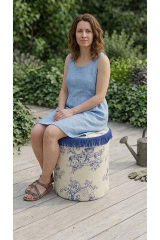 Toile Azure Puf Sarı