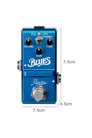 Ruicoo Rowin Ln-321 Mavi Zink Alaşımlı Gitar Pedalı - Blues Stili Analog Overdrive Efekti