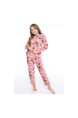 Fames Pijama Pembe Çocuk Tıraşlı Polar Kalın Ev Tipi Pijama Takımı 5,6,7,8,9,10 Yaş Pembe