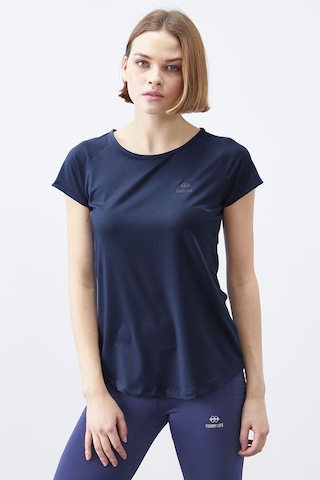 Tommy Life İndigo Sırt Pencereli Kısa Kol Standart Kalıp O Yaka Kadın T-shirt - 97101 Indigo