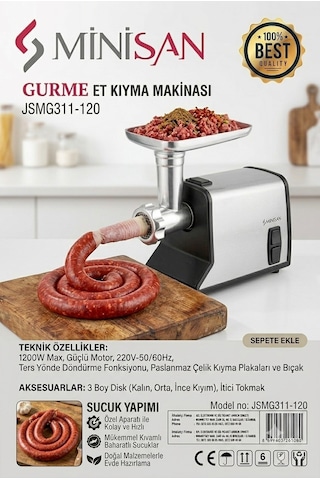 Minisan Jsgm311-120 Gurme Et Kıyma Makinesi