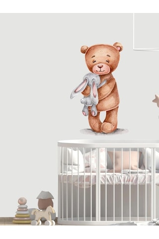 MSticker Sevimli Ayıcık Ve Tavşan Çocuk Bebek Odası Duvar Sticker
