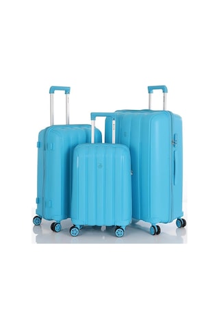 Mçs 3lü Set Kırılmaz Silikon Seyahat Valizi Bavulu V305 Açık Mavi