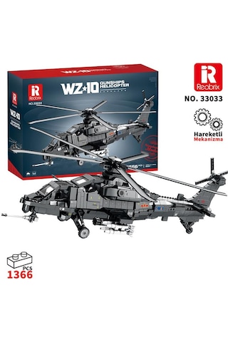 Reobrix 33033 Changhe Z-10 Helikopter Yaratıcı Yapı Blok Seti Building Blocks - 1169 Parça