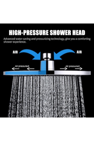 Springsun 9.5 İnç Yuvarlak Paslanmaz Çelik Chrome Duş Başlığı - Yüksek Basınçlı, Otomatik Temizleyen, Korozyona Dayanıklı Büküm Borusu Hariç Diğer