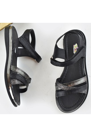 665e Ortopedik Taban Kız Çocuk Sandalet Terlik Düğün Abiye Gündelik Vetta Siyah