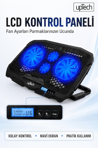 Uptech Laptop Soğutucu 4 Fanlı Lcd Kontrol Panel Ayarlanabilir Dizüstü Bilgisayar Soğutma Fanı