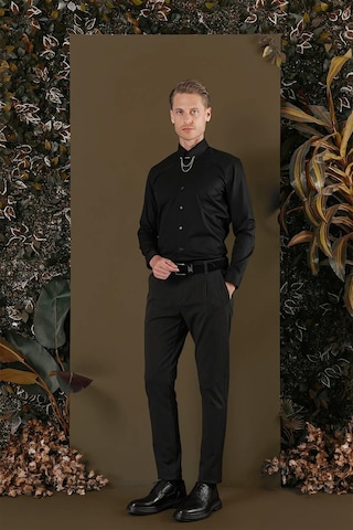 Efor Gk 704 Slim Fit Siyah Klasik Gömlek Siyah