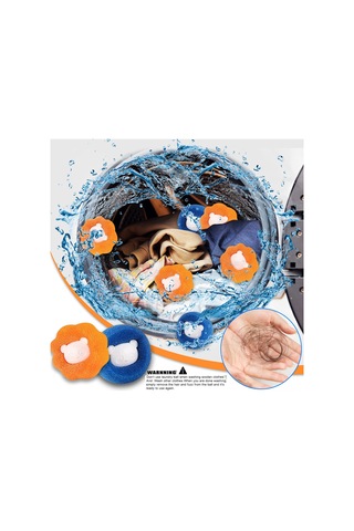 Kosona 12 Adet 6x6x5 Cm Pu Sponge + Pp Çamaşır Makinesi Topu - Saç Ve Telliği Toplar, Kumaşı Hasar Vermez, Soğuk Dayanıklı Mavi - Turuncu