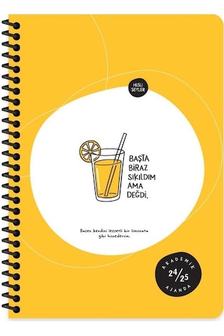 Keskin Color A5 Spiralli Akademik Ajanda - Başta Sıkıldım Sarı