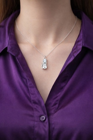Çekirdekjewelry Kedi Tasarımlı 925 Ayar Gümüş Zirkon Taşlı Şık Kadın Kolyesi Gümüş