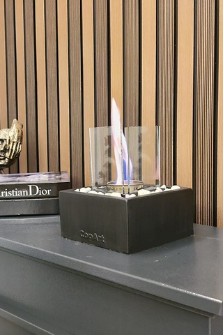 Quadrata Siyah Biyoetanol Masaüstü Şömine - 1 Lt Yakıt Ve Dekoratif Taş Hediye