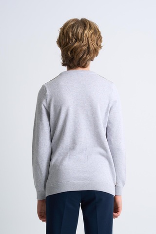 Alexandergardı Desenli Çocuk Triko Kazak C21-18672 Gri