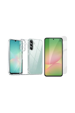 Samsung Galaxy A57 İle Uyumlu Kılıf Esnek Premium Telefon Kılıfı Ve Temperli Cam Ekran Koruyucu Şeffaf