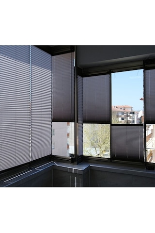 Plise Katlanır Cam Balkon Perdesi - Ofis Perdesi - Mutfak Perdesi - Salon Perdesi Antrasit Antrasit