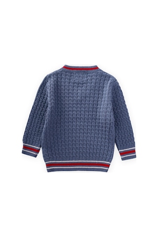 Cigit Saç Örgü V Yaka Kazak 2-9 Yaş İndigo Mavi İndigo Mavi