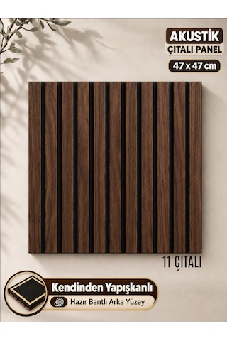 Beylini Mdf Ahşap Duvar Akustik Paneli 3d Ses Engelleyici Yalıtımlı Panel 47x47 Cm Tavan Duvar Kapı Kaplama Ceviz Renk