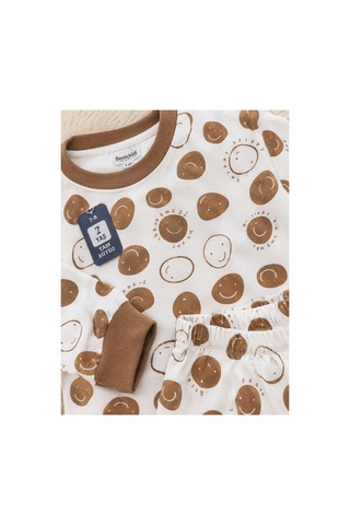 Uğur Bebe Mini World %100 Pamuk Erkek Çocuk Pijama Takımı Camel Renk Big Smile Desenli Sıfır Yaka Yumuşak Dokulu 2'li Set Camel Camel
