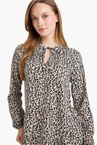 Defacto Regular Fit Bisiklet Yaka Leopar Desenli Uzun Kollu Bluz N1809az26sper103 Ekru-er103