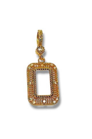 22 Ayar Altın Kaplama Zirkon Taşlı Gram Kasa Kolye Ucu 2.5 Cm Gold
