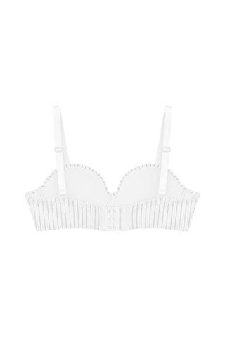 Cottonill Seamless Bra - Striva Beyaz Mikro Çizgi Desenli Balenli Toparlayıcı Kadın Sütyen