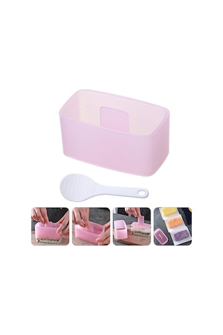 Ana Sayfa Diy Pirinç Topu Kalıbı Dikdörtgen Çok Katmanlı Kaşıklı Suşi Yapımcısı Pembe Kahverengi - Krem