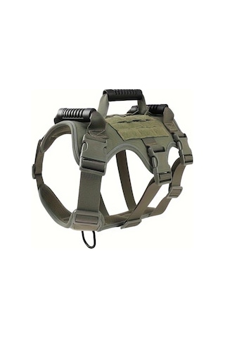 Honeybeeshop Dayanıklı Köpek Taktik Tasması Army Green Xl Rahat Göğüs Kayışı Ayarlanabilir Eğitim Donanımı Altın