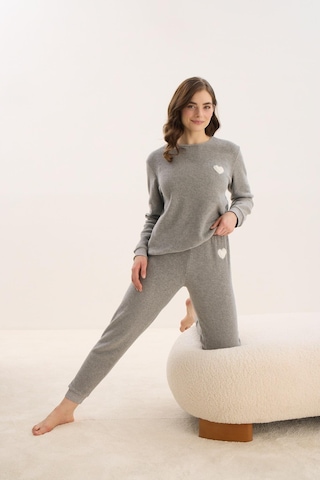 Kadın Uzun Kol Polar Gri Melanj Pijama Takım C1t5n1o61 001