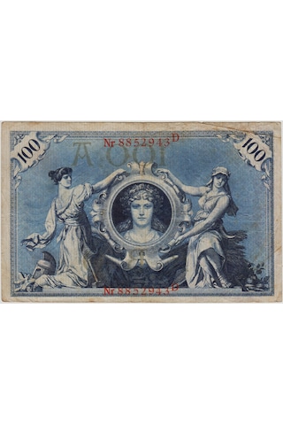 Almanya 100 Mark 1908 Kırmızı Mühür. Çok Temiz+