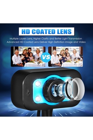 Fortunelane Usb 8mp Hd Webcam Mikrofon, Gece Görüş, 360 Dön, Dizüstü/kablosuz Kamера