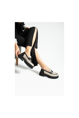 Kadın Yüksek Taban Günlük Loafer Vela - Bej Ve Siyah Bej Ve Siyah