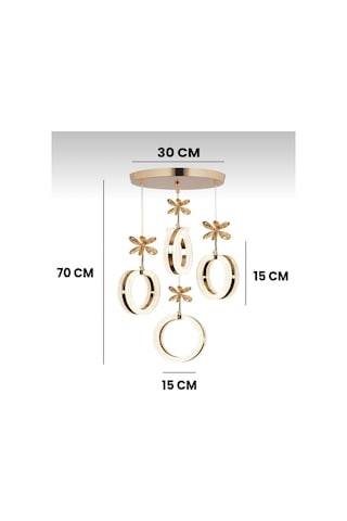 Aurea Model 4 Lü Gold 3 Renk Modu Ledli Kristal Taşlı Gold