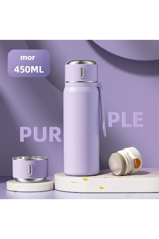 Aoyingnettech Kızlar İçin Vakumlu Kupa Yüksek Değer 316 Paslanmaz Çelik Büyük Kapasiteli Su Bardağı Taşınabilir Öğrenci Okulu Özel Su Bardağı Açık Kamp Termos Fincan Mor