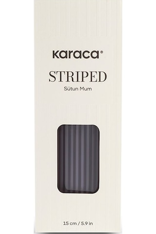 Karaca Striped Tırtıklı Sütun Mum 15 cm Antrasit