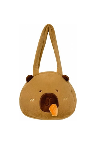 Gajeena Yumuşak Kapybara Plüsh Çanta - Çekilebilir Balık Askılı, Okul Ve Spor İçin 29x33 Cm, Sevimli Ve Fonksiyonel