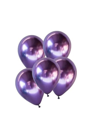 5 Ad Mor Renkli Parlak Krom Metalik Aynalı Balon