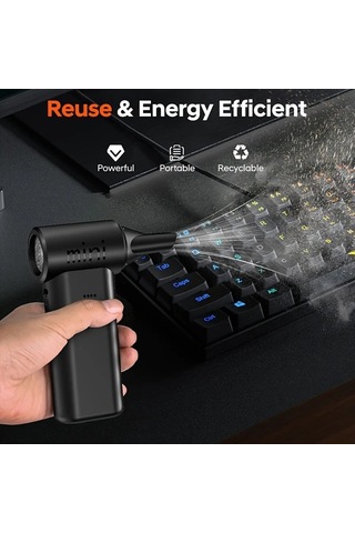 Fochsia Black- Turbo Jet Elektrikli Üfleyici 150.000 Rpm Yüksek Hız Usb Şarjlı 4000mah Pilli 3 Hız Ayarı Abs Gövde Ev Araç Temizliği İçin