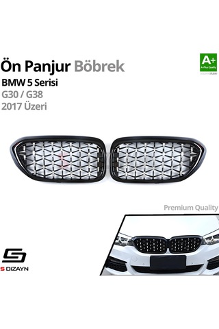 S-dizayn Bmw 5 Serisi G30/g38 Ön Panjur Böbrek Parlak Siyah Çerçeveli Krom Diamond Model 2017 Üzeri