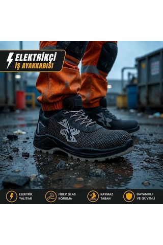 Aretias S700 Pro Fiberglass Burun Kevlar Ara Taban Elektrikçi Siyah
