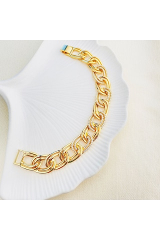 Kadın Bileklik Kalın Samanyolu Bileklik Kuyumcu Model Gold 18 Cm Gold