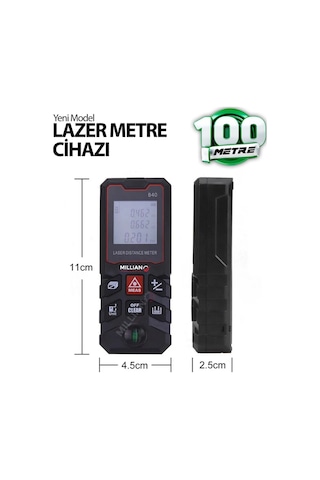 Yüksek Hassasiyet 100 Metre Lazer Metre Ölçer Lcd Dijital Ekran Su Terazili Lazermetre Lazerli