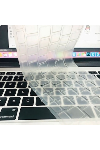 Apple Uyumlu MacBook 13' Pro Touch Bar A1706 Zore Klavye Koruyucu Transparan Buzlu Silikon Ped