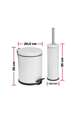 Foreca 2 Li Çöp Kovası Banyo Seti Beyaz